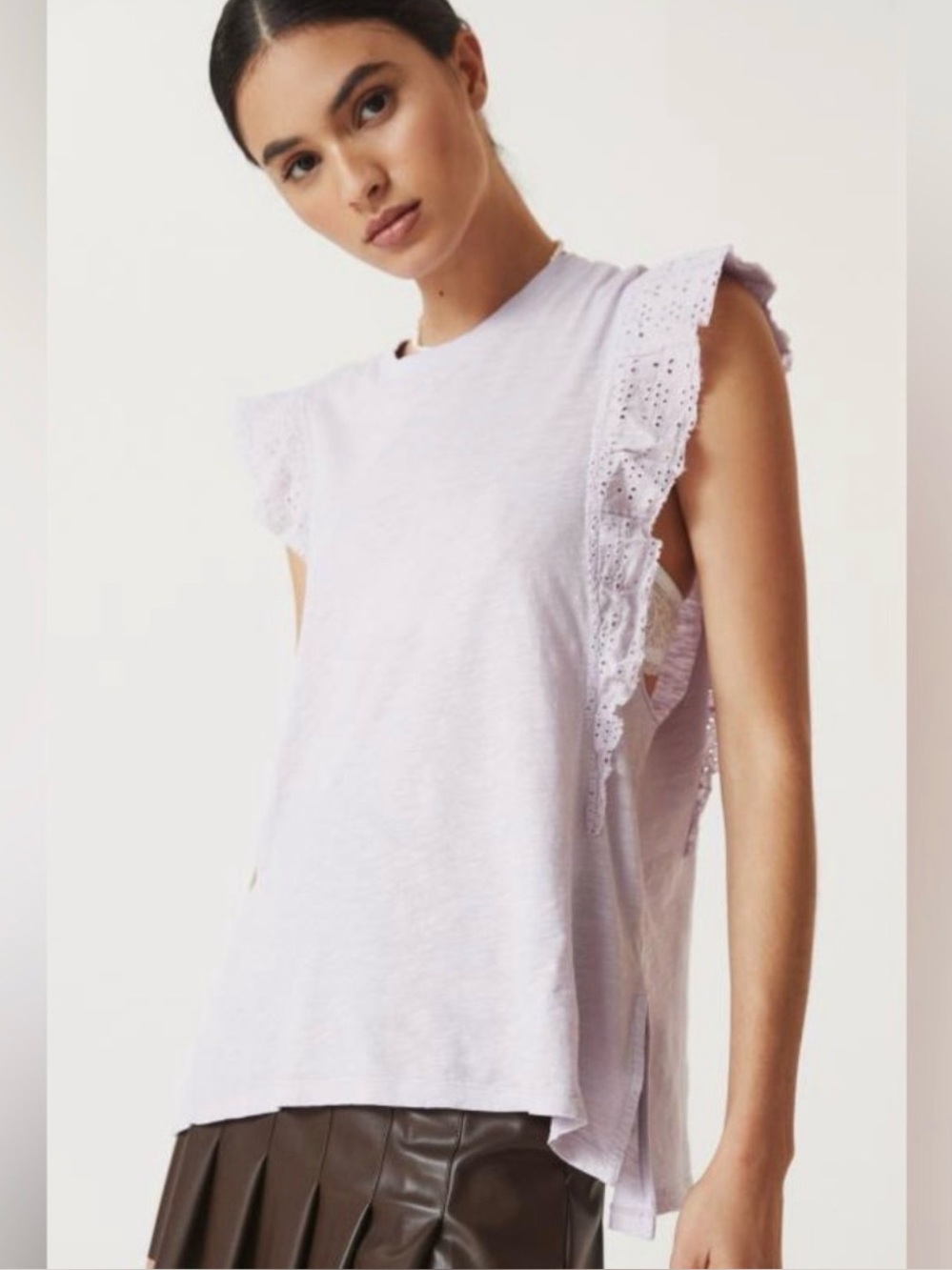 Anthropologie Pilcro Ruffle Sleeved Tunic Tank Lavender Size Small